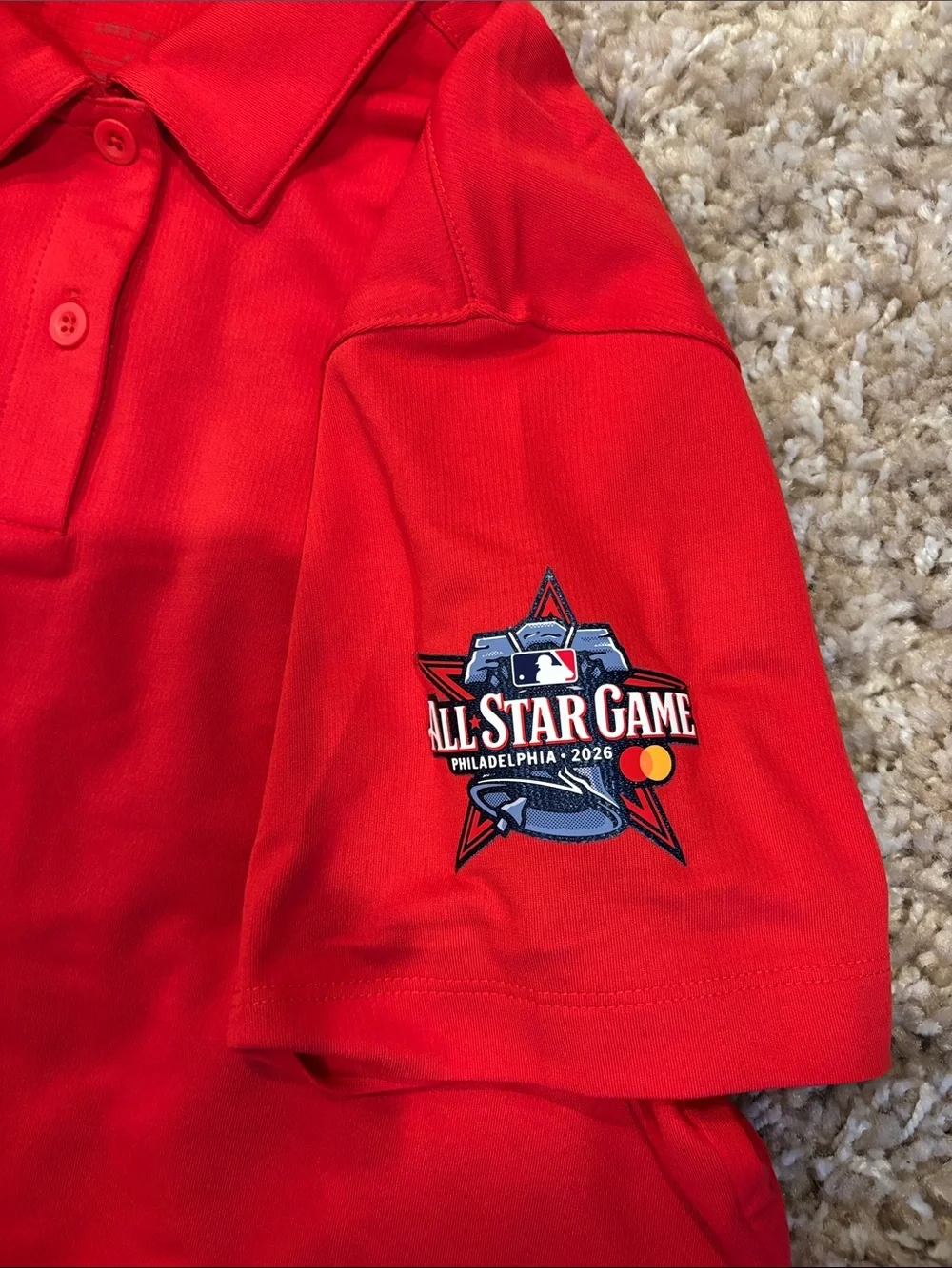 Women’s Nike Bright Red Polo with White Swoosh - MLB All star game